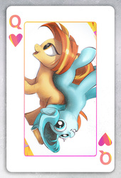 Size: 636x938 | Tagged: safe, artist:coldrivez, lighthoof, shimmy shake, earth pony, pony, 2 4 6 greaaat, g4, card, cute, duo, female, lightorable, mare, queen of hearts, shakeabetes, smiling
