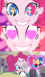 Size: 1280x2160 | Tagged: safe, artist:3d4d, flash sentry, pinkie pie, coinky-dink world, eqg summertime shorts, equestria girls, g4, female, heart, heart eyes, kissing, male, meme, pinkie's eyes, pinkiesentry, shipping, straight, wingding eyes