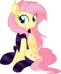Size: 5814x7059 | Tagged: safe, artist:cyanlightning, fluttershy, pegasus, pony, g4, .svg available, absurd resolution, beautiful, chest fluff, clothes, cute, ear fluff, female, folded wings, mare, shyabetes, simple background, sitting, socks, solo, standing, stockings, striped clothes, striped socks, thigh highs, transparent background, vector, wings