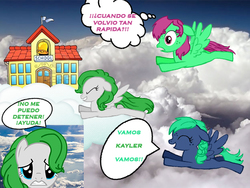 Size: 624x468 | Tagged: safe, oc, oc only, pegasus, pony, skywar sword: las cronicas del caballero de fuego, comic, real life background, spanish