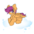 Size: 2000x2000 | Tagged: safe, artist:spoopygander, scootaloo, pegasus, pony, g4, bandaid, chest fluff, cloud, eye clipping through hair, eyelashes, female, filly, high res, outline, prone, sitting, solo, wings