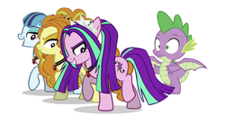 Size: 750x413 | Tagged: safe, edit, editor:undeadponysoldier, vector edit, adagio dazzle, sonata dusk, spike, dragon, earth pony, pony, equestria girls, g4, my little pony equestria girls: rainbow rocks, adagiospike, ariaspike, bedroom eyes, confused, equestria girls ponified, female, male, mare, ponified, ponified siren, shipping, simple background, spike gets all the mares, spike gets all the sirens, spinata, spread wings, straight, vector, white background, wingboner, winged spike, wings