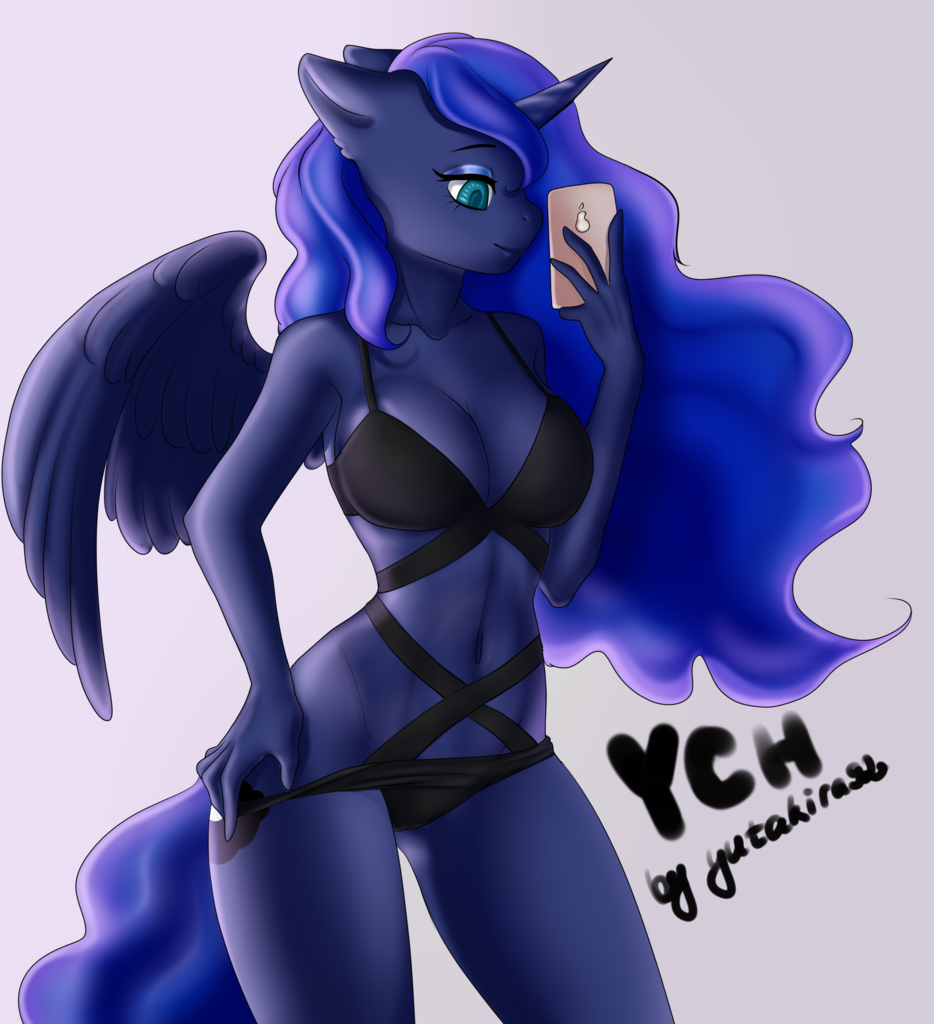 #2121708 - suggestive, artist:yutakira92, princess luna, alicorn, anthro, b...