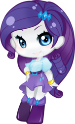 Size: 1024x1685 | Tagged: safe, artist:yuuabyss, rarity, equestria girls, g4, chibi, deviantart watermark, female, hand on hip, obtrusive watermark, simple background, smiling, solo, transparent background, watermark