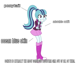 Size: 660x572 | Tagged: safe, artist:mixiepie, editor:undeadponysoldier, sonata dusk, equestria girls, g4, rainbow rocks, beautiful, best human, boots, clothes, cute, female, happy, miniskirt, ponytail, shoes, skirt, socks, solo, sonatabetes, text, the perfect waifu