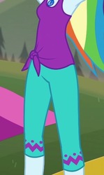 Size: 342x575 | Tagged: safe, screencap, rainbow dash, equestria girls, g4, my little pony equestria girls: choose your own ending, wake up!, wake up!: rainbow dash, armpits, clothes, cropped, cute, dashabetes, female, geode of super speed, magical geodes, pants, sleeveless, stomach, tank top, yoga mat, yoga outfit, yoga pants