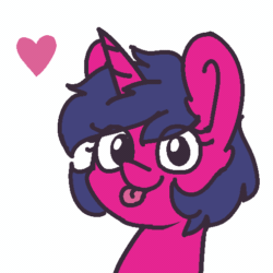 Size: 512x512 | Tagged: safe, artist:dsp2003, oc, oc:fizzy pop, pony, unicorn, :p, animated, female, gif, heart, mare, pixel art, simple animation, simple background, tongue out, white background