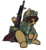 Size: 498x539 | Tagged: safe, artist:cantershirecommons, oc, oc only, oc:timeline, pony, army helmet, cigarette, clothes, costume, dog tags, gun, helmet, long sleeves, m60, machine gun, male, military uniform, nightmare night costume, simple background, sitting, solo, stallion, tired, transparent background, weapon