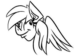 Size: 1127x811 | Tagged: safe, artist:cowsrtasty, derpy hooves, pony, g4, bust, female, lineart, monochrome, solo