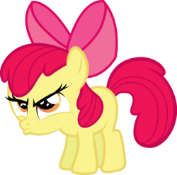 Size: 899x889 | Tagged: safe, artist:shipwright, apple bloom, earth pony, pony, call of the cutie, g4, angry, bow, female, filly, grumpy, grumpy apple bloom, simple background, solo, transparent background, vector