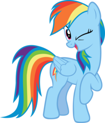 Size: 3055x3587 | Tagged: safe, artist:rainbowmaned, rainbow dash, pegasus, pony, g4, backwards cutie mark, cute, dashabetes, female, high res, mare, one eye closed, simple background, smiling, solo, transparent background, vector, wink