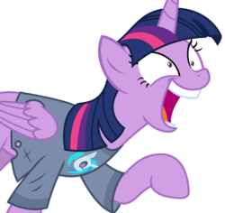 Size: 3569x3375 | Tagged: safe, artist:sketchmcreations, dj pon-3, twilight sparkle, vinyl scratch, alicorn, pony, a trivial pursuit, clothes, faic, female, mare, open mouth, raised hoof, shirt, shrunken pupils, simple background, solo, t-shirt, transparent background, twilight snapple, twilight sparkle (alicorn), twilighting, twilynanas, vector