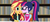 Size: 1600x706 | Tagged: safe, artist:thomaszoey3000, sci-twi, sunset shimmer, twilight sparkle, human, fanfic:rays of sunlight, equestria girls, g4, blushing, bookshelf, bowtie, chair, cheek kiss, clothes, eyes closed, fanfic, fanfic art, fanfic in the description, female, glasses, jacket, kissing, leather jacket, lesbian, library, ponytail, ship:sci-twishimmer, ship:sunsetsparkle, shipping, surprise kiss, surprised