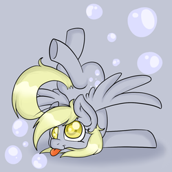 Size: 1024x1024 | Tagged: safe, artist:applejack-lover-fan, derpy hooves, pegasus, pony, g4, bubble, female, mare, solo, tongue out