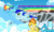 Size: 800x480 | Tagged: safe, artist:gabymc1503, fleetfoot, rainbow dash, soarin', spitfire, pony, g4, female, flight trail, male, racing