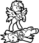 Size: 136x150 | Tagged: safe, artist:crazyperson, oc, oc only, alicorn, pony, fallout equestria, fallout equestria: commonwealth, alicorn oc, clothes, dead, fanfic, fanfic art, hooves, horn, jumpsuit, rearing, simple background, solo, spread wings, tongue out, transparent background, vault suit, wings, x eyes