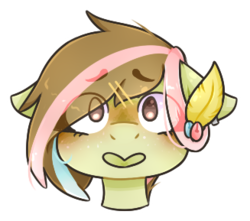 Size: 327x289 | Tagged: safe, artist:honkinoo, oc, oc only, oc:pastel cream, pegasus, pony, bust, eye clipping through hair, feather, female, mare, simple background, solo, transparent background