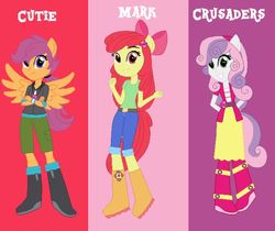 Size: 600x505 | Tagged: safe, artist:sarahgdo, apple bloom, scootaloo, sweetie belle, equestria girls, g4, base used, cutie mark crusaders, ponied up