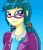 Size: 600x705 | Tagged: safe, artist:sarahgdo, juniper montage, equestria girls, g4, clothes, glasses, hair ornament, jacket, pigtails, pin, simple background, smiling