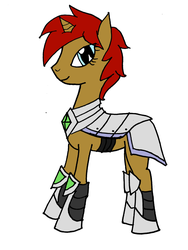 Size: 2448x3264 | Tagged: safe, artist:flashcake, artist:icicle-niceicle-1517, color edit, edit, oc, oc only, oc:scarlet desert, pony, unicorn, armor, colored, female, high res, mare, simple background, solo, white background