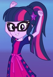 Size: 463x665 | Tagged: safe, screencap, sci-twi, twilight sparkle, equestria girls, g4, i'm on a yacht, my little pony equestria girls: better together, cropped, cute, female, geode of telekinesis, glasses, looking at you, magical geodes, ponytail, solo, twiabetes