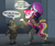 Size: 3710x3109 | Tagged: safe, artist:raspberrystudios, oc, oc:aurelia charm, alicorn, anthro, unguligrade anthro, alicorn oc, ash graven, clarence polkawitz, crossover, final space, high res, insult, mlem, multicolored hair, pointing, serepentian, silly, tongue out