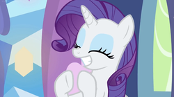 Size: 935x523 | Tagged: safe, screencap, rarity, pony, unicorn, dragon dropped, g4, clapping, cute, happy, hooves, raribetes, smiling