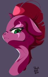 Size: 639x1024 | Tagged: safe, artist:tohupo, tempest shadow, pony, unicorn, g4, broken horn, bust, eye scar, female, horn, scar, simple background, solo