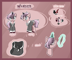 Size: 2500x2068 | Tagged: safe, artist:iheyyasyfox, oc, oc only, oc:wonder, pony, unicorn, clothes, female, glasses, high res, magic, mare, quill, reference sheet, solo, suit