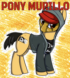 Size: 641x715 | Tagged: safe, artist:akie-tara, edit, editor:undeadponysoldier, oc, oc only, earth pony, pony, cap, clothes, danny murillo, hat, hollywood undead, hoodie, male, mask, ponified, solo, stallion