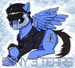 Size: 639x579 | Tagged: safe, artist:akie-tara, edit, editor:undeadponysoldier, oc, oc only, pegasus, pony, clothes, hat, hollywood undead, jacket, johnny 3 tears, leather jacket, male, mask, ponified, solo, spread wings, stallion, wings