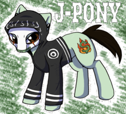 Size: 642x581 | Tagged: safe, artist:akie-tara, edit, editor:undeadponysoldier, oc, oc only, earth pony, pony, clothes, hollywood undead, hoodie, j-dog, male, mask, ponified, solo, stallion