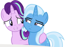 Size: 8053x5831 | Tagged: safe, artist:famousmari5, starlight glimmer, trixie, pony, unicorn, g4, student counsel, absurd resolution, cutie mark, female, looking at each other, looking at someone, mare, simple background, transparent background, vector
