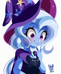 Size: 843x1024 | Tagged: safe, artist:tohupo, trixie, equestria girls, g4, clothes, cute, diatrixes, female, hat, solo, trixie's hat