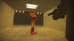 Size: 1920x1080 | Tagged: safe, artist:russianguyt, sunset shimmer, equestria girls, g4, 3d, gmod, gun, poster, weapon