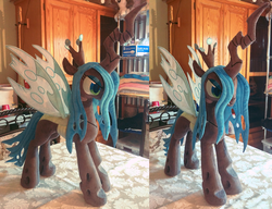 Size: 1407x1080 | Tagged: safe, artist:equestriaplush, queen chrysalis, changeling, changeling queen, bronycon, g4, female, irl, photo, plushie, solo