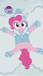 Size: 1024x1820 | Tagged: safe, pinkie pie, earth pony, pony, g4, my little pony best gift ever, my little pony: friendship is magic, official, cute, diapinkes, featureless crotch, snow angel