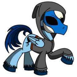 Size: 894x894 | Tagged: safe, artist:pananovich, pegasus, pony, clothes, hollywood undead, hoodie, johnny 3 tears, male, mask, ponified, raised hoof, rapper, simple background, solo, stallion, transparent background