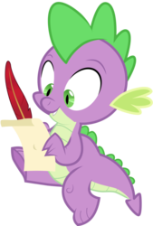 Size: 900x1328 | Tagged: artist needed, safe, spike, dragon, g4, male, quill, scroll, simple background, solo, transparent background, vector, writing