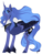 Size: 1200x1600 | Tagged: safe, artist:kriss348, princess luna, pony, g4, coat markings, dappled, ethereal mane, ethereal tail, eye clipping through hair, female, folded wings, hood, peytral, redesign, signature, smiling, solo, unshorn fetlocks, windswept mane, wings