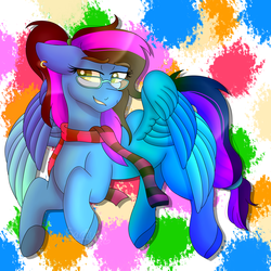 Size: 3000x3000 | Tagged: safe, artist:tomboygirl45, oc, oc only, oc:dashing art, pegasus, pony, clothes, female, glasses, high res, mare, scarf, solo