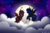 Size: 4500x3000 | Tagged: safe, artist:aselita selter, oc, oc only, oc:aselita selter, oc:illidan moon, bat pony, pony, cloud, moon, night, romantic, shipping, shooting star, solo, stars