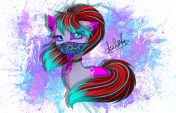 Size: 2800x1800 | Tagged: safe, artist:aselita selter, oc, oc only, pony, bust, looking at you, neon, portrait