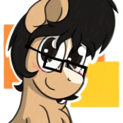 Size: 1200x1200 | Tagged: safe, alternate version, artist:thebadbadger, pony, blushing, bust, glasses, ponified, simple background, transparent background