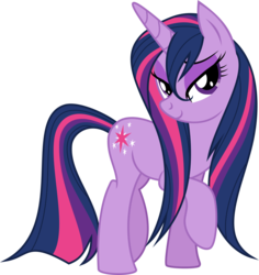 Size: 1018x1080 | Tagged: safe, artist:iknowpony, twilight sparkle, pony, unicorn, g4, .svg available, alternate hairstyle, bedroom eyes, female, looking at you, mare, raised hoof, simple background, smiling, solo, transparent background, unicorn twilight, vector, wet mane