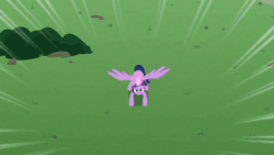 Size: 800x450 | Tagged: safe, screencap, twilight sparkle, alicorn, pony, g4, the ending of the end, angry, animated, female, final battle, furious, gif, jumping, mare, rock, solo, spread wings, twilight sparkle (alicorn), wings