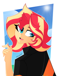 Size: 2442x3264 | Tagged: safe, artist:xan-gelx, sunset shimmer, equestria girls, g4, bust, clothes, female, high res, smiling, solo