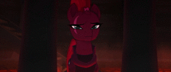 Size: 1920x808 | Tagged: safe, screencap, tempest shadow, pony, g4, my little pony: the movie, amused, animated, armor, broken horn, cage, evil grin, eye scar, female, grin, horn, hot, mare, mocking, mohawk, no sound, pretty pretty tempest, scar, smiling, snickering, solo, walking, webm