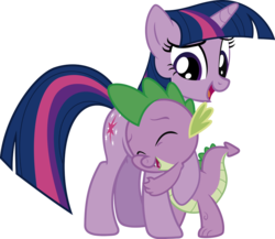 Size: 960x832 | Tagged: safe, artist:j5a4, spike, twilight sparkle, dragon, pony, unicorn, comic:the rose of life, g4, cute, duo, eyes closed, female, hug, male, mare, open mouth, simple background, spikelove, transparent background, unicorn twilight, vector