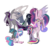 Size: 6803x6236 | Tagged: safe, artist:moonlight0shadow0, princess flurry heart, princess skyla, oc, oc:espion, oc:lovebug (ice1517), oc:prince dust, oc:princess black lichen, oc:starbright sword, alicorn, changeling, changepony, hybrid, pony, unicorn, icey-verse, g4, alicorn oc, brother and sister, brothers, changeling oc, dog tags, ear piercing, earring, female, flower, flower in hair, flying, interspecies offspring, jewelry, magical lesbian spawn, male, mare, multicolored hair, offspring, older, older flurry heart, parent:princess cadance, parent:queen chrysalis, parent:shining armor, parents:cadalis, parents:shining chrysalis, parents:shiningcadance, piercing, purple changeling, raised hoof, raised leg, scar, siblings, simple background, sisters, sitting, stallion, tattoo, trans female, transgender, transparent background, unshorn fetlocks, wall of tags, white changeling